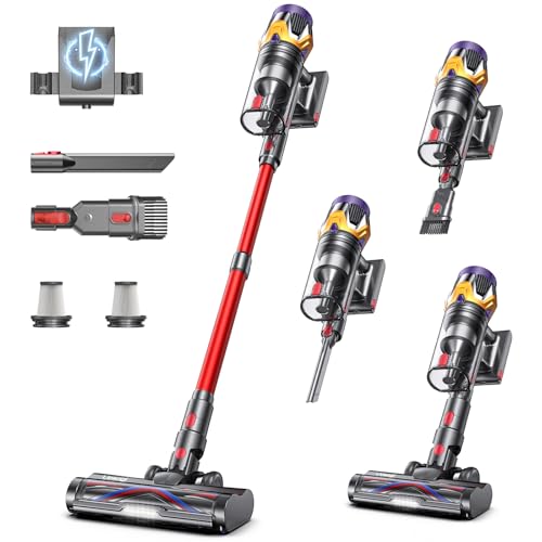 Fieety Cordless Vacuum Cleaner, Upgraded 55KPA 650W 70Mins Stick Vacuum with Hurricane Mode, Self-Standing, Touch Screen, 1.8L Dust Cup, Anti-tangle Wireless Vacumm, Vacuum Cleaners for Home/Pet Hair/Carpets